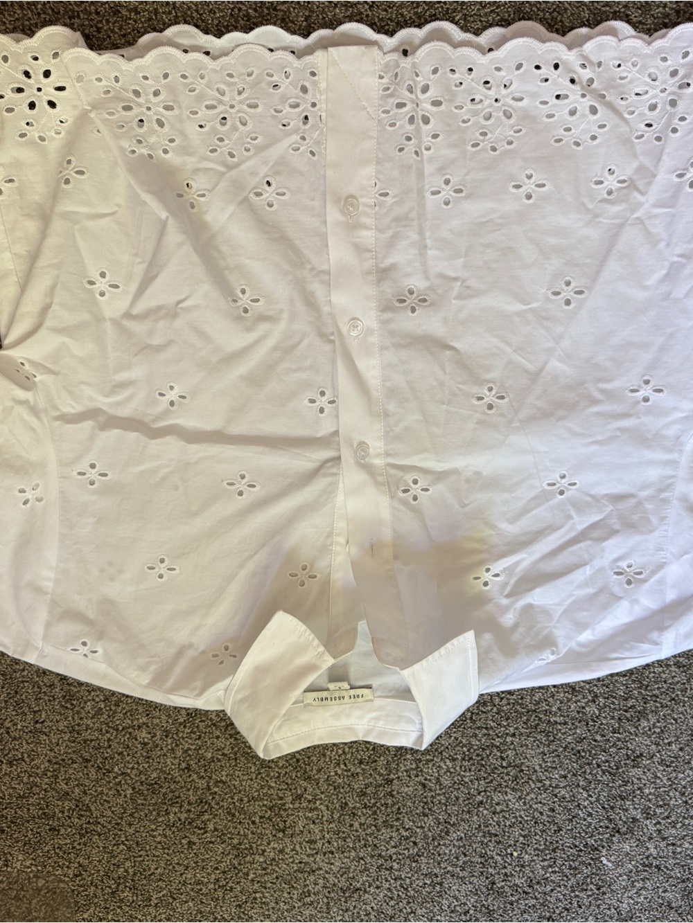 Women’s White Eyelet Button-Front Blouse